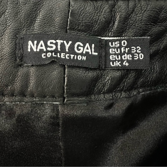 Nasty Gal Checkerboard High Waisted Genuine Leather Pants - Size 0 - Picture 6 of 12